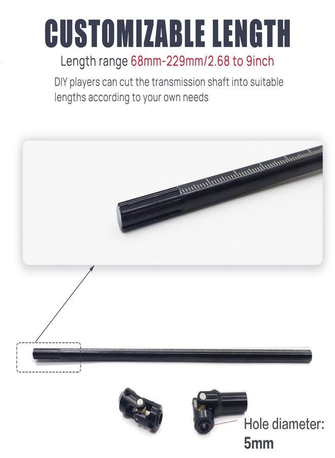 HOPLEX Stainless Steel Cut to Length Driveshaft 68-229mm U-Joint Drive Shaft for 1/10 RC Rig Crawler Sportys 1.9 Shafty Capra SCX10 DIY(Black) - Image 5